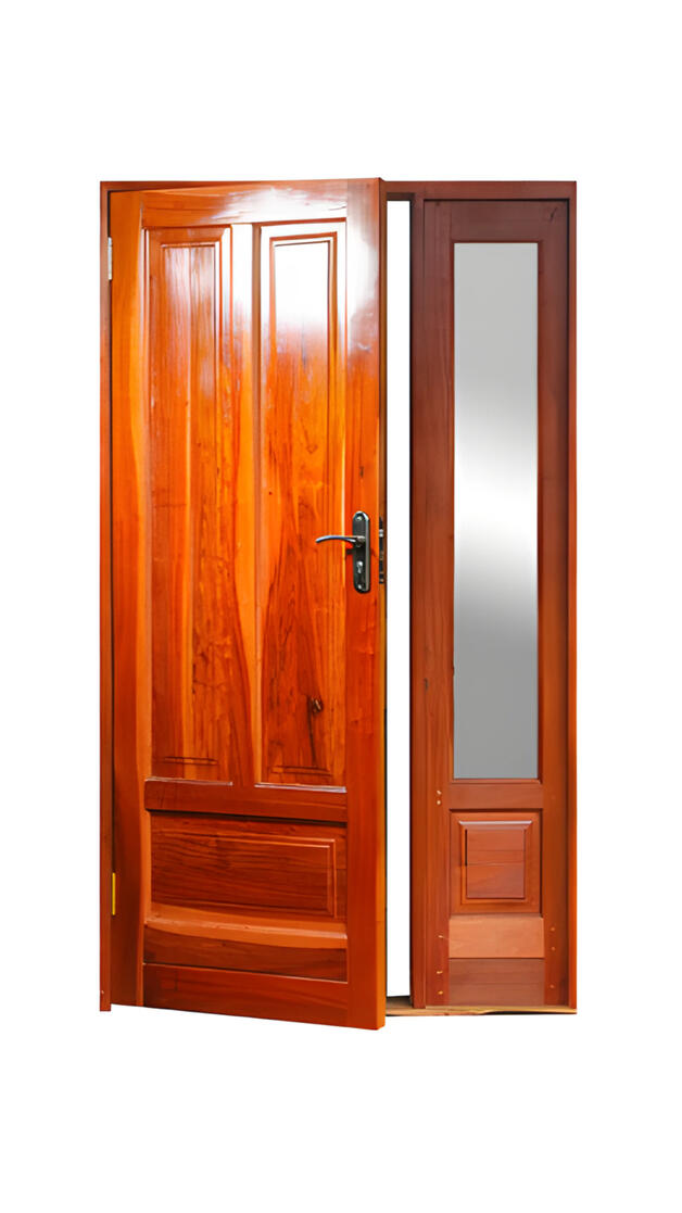 $720 - 3 Panel Teak door with side panels